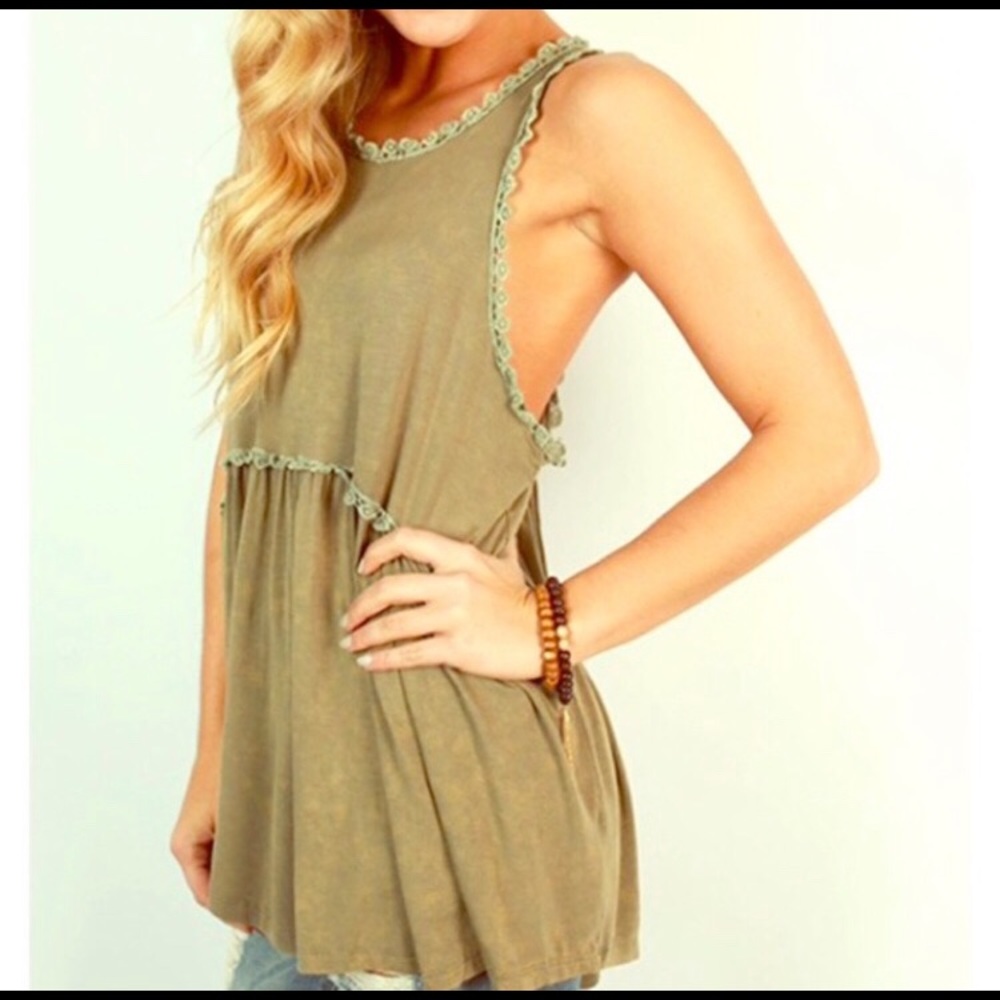 Olive Green Flowy Tank
